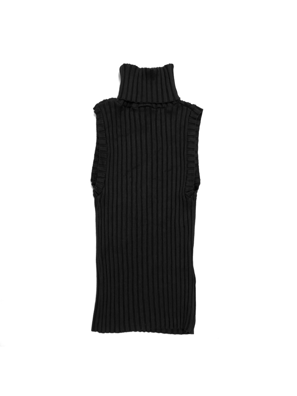 Vintage Heart Moon Star Black Turtleneck Stretchy Ribbed Knit Tank Top